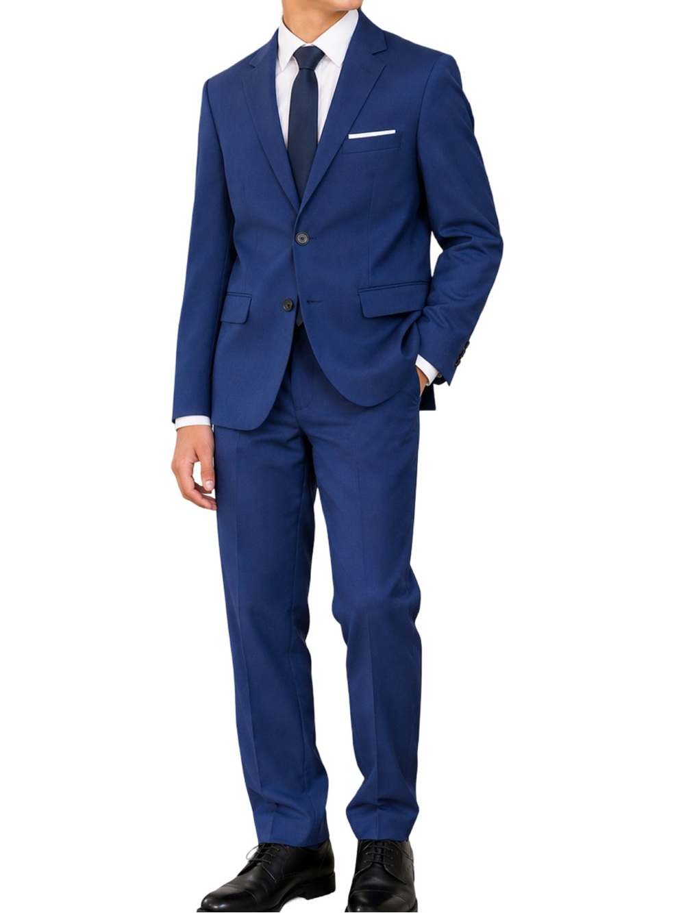 Youth Boys Size 16 Navy Blue 2-Piece Suit Blazer Pants Adjustable Waist